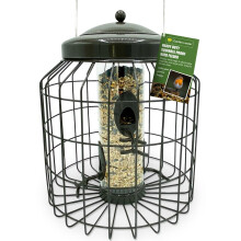 Large Heavy Duty Squirrel Proof Bird Feeder for Wild Seed Feed Mix Outdoor Garden use - Mocha Brown - with Strong Galvanised Metal Cage to Deter Squi