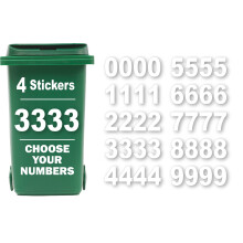 4 x Bin Numbers for Wheelie Bins, 0-9, Dustbin Stickers, Easy Application 17.5cm Stick On Number Stickers - Weatherproof Self Adhesive Vinyl (Number