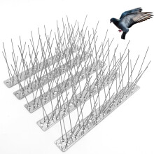 Bird Spikes for Pigeons Small Birds, Bird Deterrent Spikes for Outside to Keep Birds Squirrel Cat Away, Stainless Steel Bird Wire Spikes 5 Strips 1.2