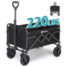 Sekey Festival Trolley 100L Lightweight Folding Camping Wagon - 220LBS Capacity, All-Terrain Wheels, Heavy Duty Collapsible Beach Cart for Grocery, O