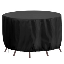 RICHIE Round Garden Furniture Covers Waterproof, Large Table Cover 250x90cm, Heavy Duty 420D Outdoor Windproof, Anti-UV Circular Patio Set Black (DHC