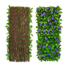 2Pcs Expandable Fence Privacy Screen (40x20cm to 30x200cm) - Stretchable Artificial Ivy Hedges for Balcony