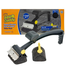 Scrub Daddy BBQ Daddy + Refill Heads - BBQ Cleaning Brush with Scraper & Bottle Opener, Barbeque Grill Cleaner, Wire Bristle Free, Barbecue Cleaner B