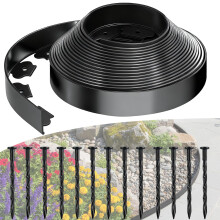 SdreMelo Flexible Lawn Edging Border 39.4ft | 12m Plastic Lawn Garden Edging Border with 5cm High, 50Pcs Reinforced Securing Pegs Grass Path Edging f
