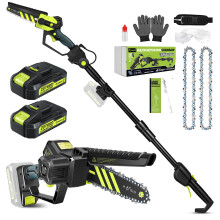 Saker Cordless Pole Saw and Mini Chainsaw, 2-in-1 Pole 6 Inch Chainsaw, Brushless Electric Pole Saw Long Reach Battery Powered, 78.74 Inch Max Reach