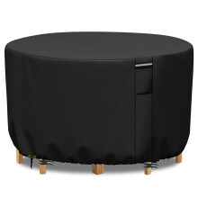 RICHIE Garden Furniture Covers Waterproof, Outdoor Round Garden Table Cover with Air Vent, Heavy Duty Rip Proof 600D Oxford Circular Patio Furniture