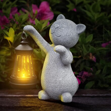 RICHIE Cat Statue Solar Garden Ornaments Outdoor, Waterproof Garden Statue Figurine Sculpture Funny Home Lawn Decor Cat Accessories, Birthday Fairy G