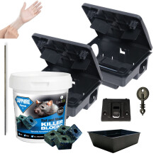 2 Professional Rat Bait Station Boxes & 300g Single Feed Poison Bait Blocks Advanced Formula Kit All weather