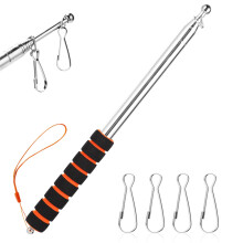 Risipu 8.2FT Telescopic Flag Pole,Stainless Steel Handheld Portable Extendable Retractable Flagpole with Anti-Slip Grip Clip for Tour Guide Festival