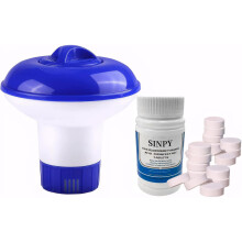 Chlorine Tablets for Hot Tub, 100g Chlorine Tablets for Swimming Pool with Floating Chlorine Tablets Dispenser for Swimming Pool Paddling Pool Spa Ba