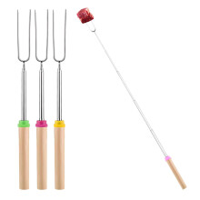 SULIVES 4 Pack Marshmallow Toasting Forks Kit - Extendable Stainless Steel Smores Sticks for BBQ and Campfire - Retractable Outdoor Campfire Accessor