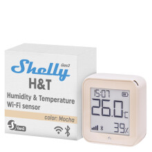 Shelly H&T Gen3 Mocha | Wi-Fi Smart Temperature & Humidity Sensor | Remote Control & Monitoring | Smart Scenes | Notification Alerts | Free Data Stor