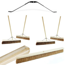 18", 24" Or 36" Indoor Outdoor Garage & Yard Broom Soft Or Hard Bristle Sweeping Brush With Long Handle (1, 18" Bassine Hard Bristle)