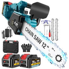 Electric Brushless Chainsaw Cordless 12 Inch,24.0Ah Batteries Cordless Chain Saw Lightweight Handheld Saw for Tree Trimming, Wood Cutting, Pruning