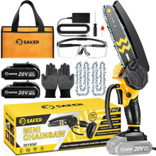 Saker Mini Chainsaw Cordless 6-Inch-Switch Security Lock-Cordless Power Chain Saws-Handheld Small Chainsaw for Cutting Wood Trimming and Woodworking