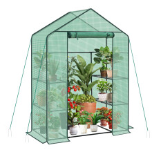 Sekey Walk In Greenhouse with Shelves - Stable Frame & Easy Assembly, Outdoor Green house with Waterproof PE Cover Plastic Greenhouse, All-Weather Pr