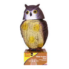 The Big Cheese Wind-Action Owl Realistic, Humane Decoy Deterrent, Scares Birds from Gardens, Boats, and Vulnerable Buildings with Rotatable Head and