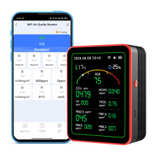 WiFi Smart Air Quality Monitor: 15-in-1 Indoor Air Quality Meter Detects PM, CO2, CO, TVOC, HCHO, PM, AQI, Temp and Humidity, Thermometer Humidity Mo
