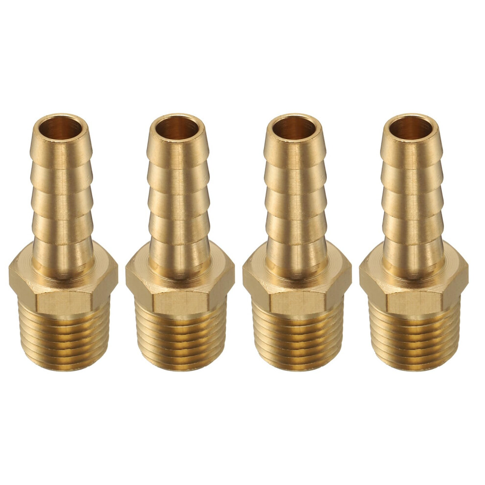 Sourcing Map 4Pcs Brass Barbed Fitting 1/4" Npt Male To 5/16" Hose Id For Home Brew Pipe Fitting Direct Thread Tower Connector Durable Construction 4151402819229