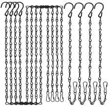 Teenitor 8 Pcs Black Metal Hanging Basket Chains, 4 Pcs 35 Inch & 4 Pcs 13 Inch Replacement Extender Metal Chains Set with Clips & Hooks for Chicken