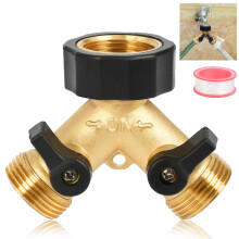 TIMESETL Double Washing Machine Tap 2-Way Y-Dispenser 3/4 Inch for Connecting 2 Appliances