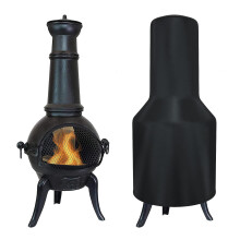 Tonhui Chimenea Cover,Waterproof,Windproof, Oxford Fabric Outdoor Garden Patio Heater Black Cover 122 x 29 61cm