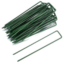 30 Pcs U-Shaped Garden Pegs, Garden Securing Pegs Stakes, Green Metal Artificial Grass Pins Peg for Weed, Fabric, Matting, Artifical Grasses, Tent, N