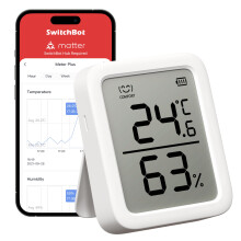 SwitchBot Smart Room Thermometer Hygrometer Sensor Plus, Wireless Digital Indoor Temperature Gauge Humidity Monitor with Dewpoint/VPD/Absolute Humidi