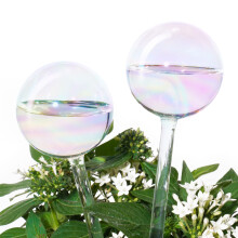 [2 PCS] Light Iridescent Rainbow Gradient Color Clear Glass Self-Watering System Spikes, Self Watering Globes, Self Watering Bulbs, Automatic Plant W
