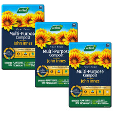 Westland Multi-Purpose Garden Compost - Peat Free Multi Purpose Compost Soil with John Innes, 3 x 25L Bags with Topline Card for Indoor & Outdoor Pla