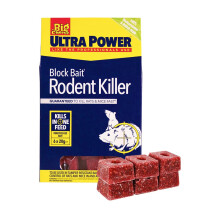 The Big Cheese Ultra Power Block Bait Rodent Killer - 20 g x 6, Rat and Mice Brodifacoum Poison Blocks, Fast Acting, Biodegradable, British Grain, In