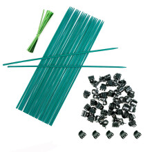 38cm Garden Stakes Bamboo Sticks for Plants, 25pcs Garden Canes Plant Support Sticks With 50pcs Clip and Twist Ties, 15 inch Plant Stakes Plant Canes