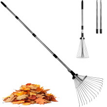 Garden Rake for Leaves,Heavy Duty Metal Adjustable Leaf Rake for Lawns,Long Handle 85-175cm with Expandable Head 20-40cm,Garden Tools for Yard Lawn S