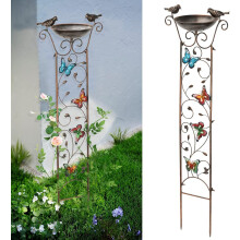 Taylor & Brown Bird Bath Bowl with Garden Trellis Outdoor, Vintage Decorative Birdbaths Bowl for Climbing Plants Flowers, Freestanding Garden Plant S