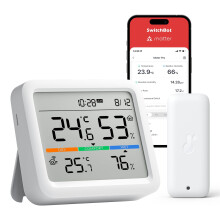 SwitchBot Weather Stations with Outdoor Sensor Wireless for Home, Temperature Humidity Monitor with Alert, Date and Weather Forecast(Hub Reuiqred), F