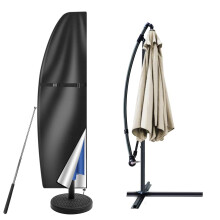 Teynewer Parasol Cover Waterproof, Cantilever Parasol Protective Cover with Telescopic Pole and Zipper Fit for 1 to 3 m Umbrella Patio Parasol Weathe