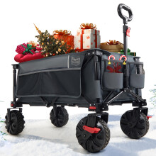 TIMBER RIDGE Festival Trolley on Wheels with Brakes, 200L Folding Camping Trolley Cart with Adjustable Handle & Cover Bag, 100kg Heavy Duty Cart Wago