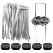 Viceda 50Pcs Heavy Duty 6" Garden Control Landscape Pegs with 50 Pcs Buffer Washer