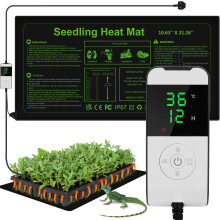 WADEO Heat Mat for Plants [54 X 27 cm] [30W] [24H Heating] Seedling Heat Mat with Thermostat 5 to 45C, Timing Function 0-12H, Heated Propagator for