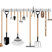 Garden Tool Rack Garage Tool Organiser Wall Mount Garden Tool Holder Garage Storage Rack Yard Tool Hangers Heavy-Duty Hooks Wall Storage Rack Holds G