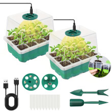 VDYXEW Seed Trays Seedling Starter Tray (12 Cells per Tray), Humidity Adjustable Plant Germination Kit Mini Propagator Greenhouse with Dome and Base