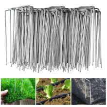 Velway 100 Pack Garden Pegs U-Shaped - 6"/150mm Φ3mm Metal Ground Stakes Artificial Grass Pins for Securing Weed Control Membrane Ground Cover Landsc