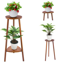 Yedcxup Plant Stands Indoor Outdoor - 2 Tier Convertible Wooden Plant Stand Multi-purpose Plant Shelf Sturdy Flower Stand for Living Room Balcony Gar