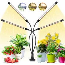 Wolezek Grow Lights for Indoor Plants, 80 LED 4 Heads Full Spectrum Grow Light with Clip, Plant Light with 5000K 3000K 660nm LED Chips, Auto Timer 6