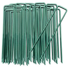 Ground Anchor U-Shaped Garden Pegs Stable Pack of 50 Galvanised Ground Anchors Weed Control Fleece Anti-Rust Mounting Anchor Pegs for Artificial Gras