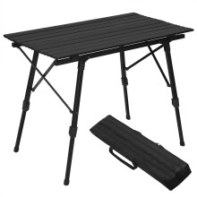 WOLTU Folding Camping Table Height Adjustable Aluminium Garden Table with Carry Bag 90x52x (45-69) cm, Black