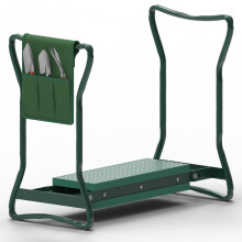 ZENO Garden Kneeler Seat with Handles | 2-in-1 Kneeling Pad & Seat | Padded Garden Kneeler | Lightweight & Foldable | Green Steel Kneeler with Tool B
