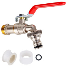 Bibcock Output Garden Tap 1/2 inch Brass Water Faucet Rust and Frost Proof Outdoor Water Faucet for Garden with 2 * Free Hose Connectors, 1x Roll Sea