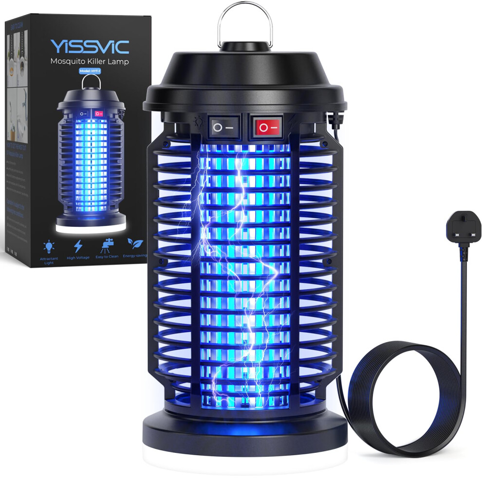 Yissvic Fly Zapper Killer Bug Zapper Electric Mosquito Killer Lamp 4200V, Uv Ipx4 Waterproof For Indoor And Outdoor Use Light