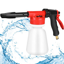XFLYP Garden Hose Spray Gun, 1L Snow Foam Gun Sprayer with Anti-Slip Handle, Water Foam Gun with Reservoir, Adjustable Car Cleaning Lance for Soap Fe